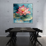 Vastu Positivity Abstract 3d Pink Lotus Floral Canvas Wall Painting