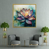 Vastu Positivity 3d Purple Lotus Canvas Wall Painting