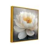 Luxurious Canvas Painting of 3d White Flower with Yellow Petals