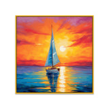 Abstract Sunset Sailing Boat Canvas Painting for Wall Decoration