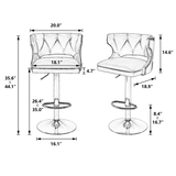 Beige Verona Adjustable Velvet Bar Stool with Gold Base
