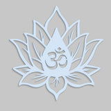 Hindu OM inside Lotus Flower Backlit Wooden Wall Decor with LED Night Light Walnut Finish
