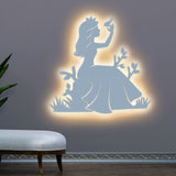 Fairytale Princess Backlit Wooden Wall Decor with LED Night Light Walnut Finish