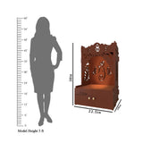 Beautiful Design of Shri Ganesh Floor Temple with Spacious Wooden Shelf & Inbuilt Focus Light- Brown Finish
