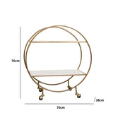 Elegant Gold Marble Round Bar Cart Drinks Trolley