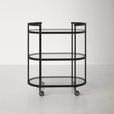 Elegant Modern Bar Cart Trolley With Black Steel Frame