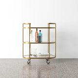 Elegant Modern Bar Cart Trolley With Golden Steel Frame