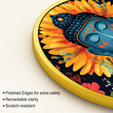 Spiritual Golden Gautam Buddha Lotus Round Wall Painting