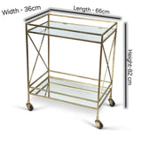Glamorous Two Tier Gold Bar Cart Drinks Trolley