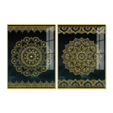 Golden Mandala Pattern Acrylic Floating Wall Painting Set of 2