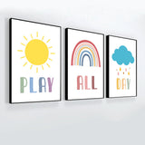Play All Day Printable Poster Wall Frame Set Of 3