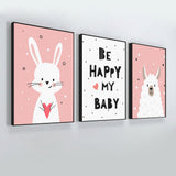 Playful Baby Sheep & Rabbit Kids Room Wall Frame Set of 3