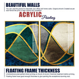 Luxury Golden Waves Line Art Premium Acrylic Floating Wall Painting Set of 2