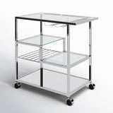 Metallic Minimalist Frame Design Bar Cart Trolley With Glass Shelves