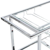 Metallic Minimalist Frame Design Bar Cart Trolley With Glass Shelves