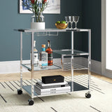 Chic X Design Bar Trolley With Dual Mirror Shelving