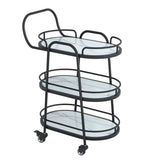 Modern 3 Tier Black Bar Cart With White Shelves