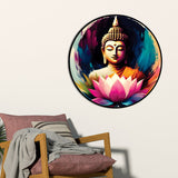 Modern Gautam Buddha Colorful Round Wall Painting