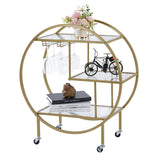 Modern Circular Drink Trolley With Glass Rack Trolley