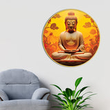 Peaceful Gautam Buddha Spiritual Home Décor Round Wall Painting