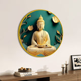 Peaceful Spiritual Gautam Buddha Home Décor Round Wall Painting