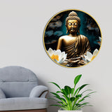 Peaceful Spiritual Gautam Buddha Round Wall Painting