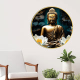 Peaceful Spiritual Gautam Buddha Round Wall Painting