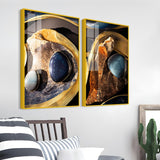 Premium Marble Stone Textural Art Acrylic Floating Wall Painting Set of 2