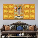 Rajasthani Golden Pichwai Shreenathji Canvas Wall Painting