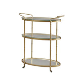 Sophisticated Oval Bar Trolley With Tiered Storage