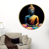 Stylish Spiritual Gautam Buddha Round Wall Painting for Home Décor