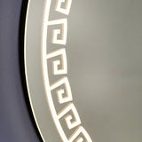 Beautiful Greek Key Motif LED Round Shape Bathroom Mirror