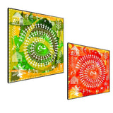 Sinuous Trailed Fluorescent Warli Art Wall Frames-Set Of 2