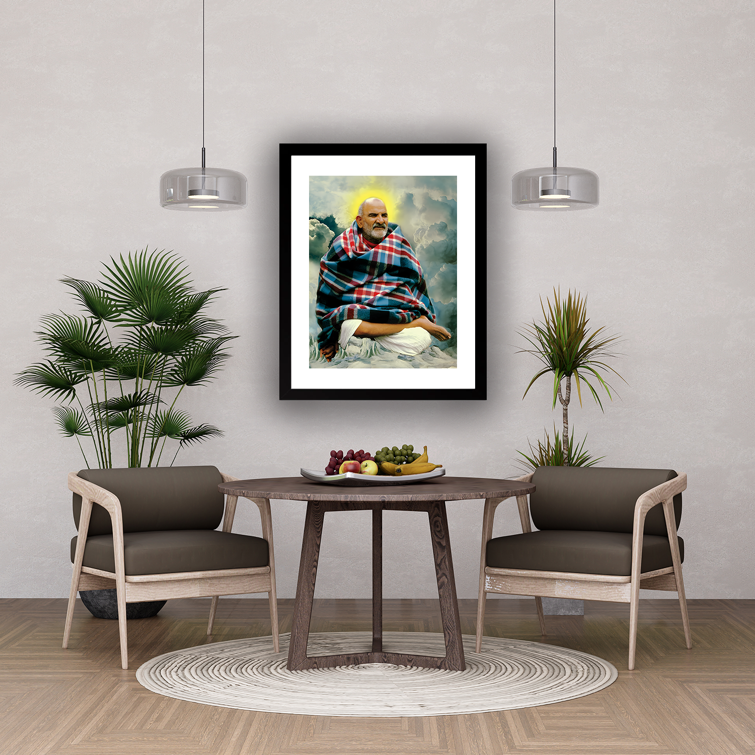 Spiritual Neem Karoli Baba Frame for Positive Vibes