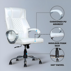 White Leatherette Boss Office Chair