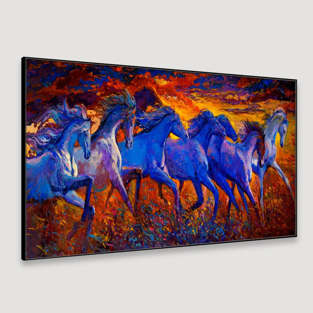 Legunt Furniture Big Panoramic Running Horses Abstract Design Canvas