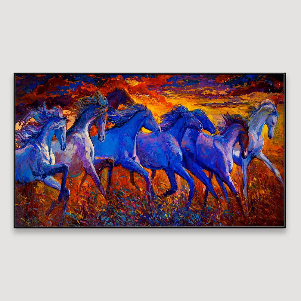 Legunt Furniture Big Panoramic Running Horses Abstract Design Canvas