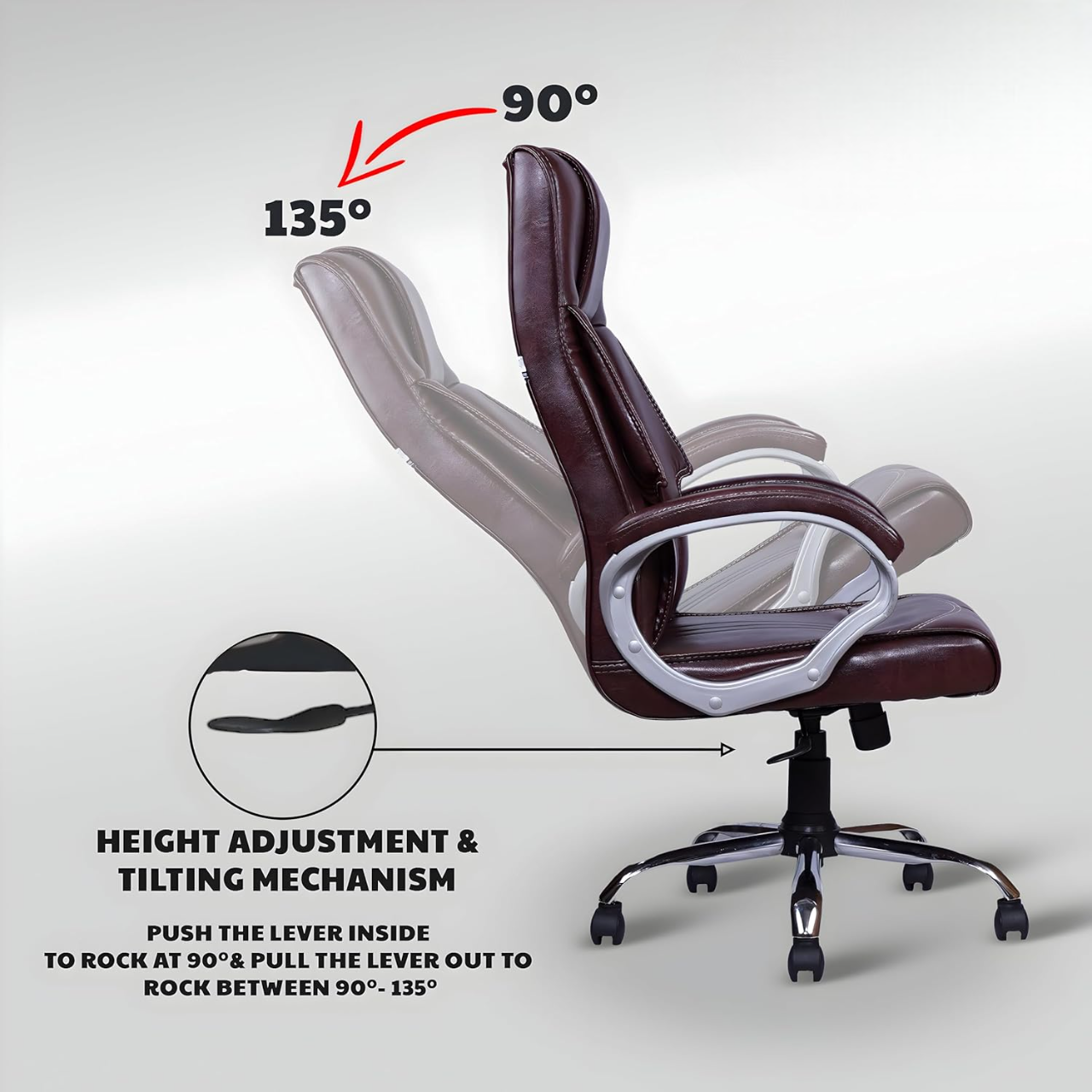 Brown Leatherette Boss Office Chair | 360° Swivel, Tilting Lock Mechanism & Chrome Stand