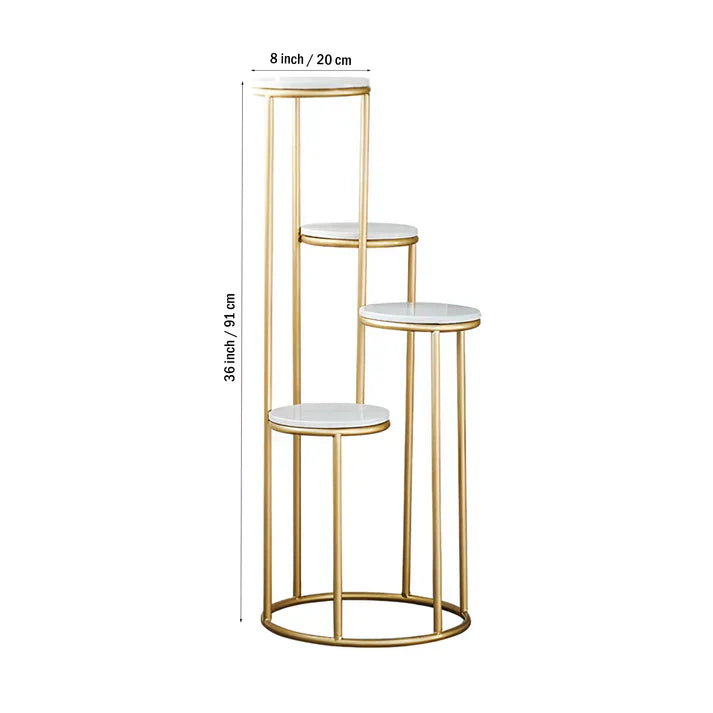 Metal Planter Stand With White Marble At Top