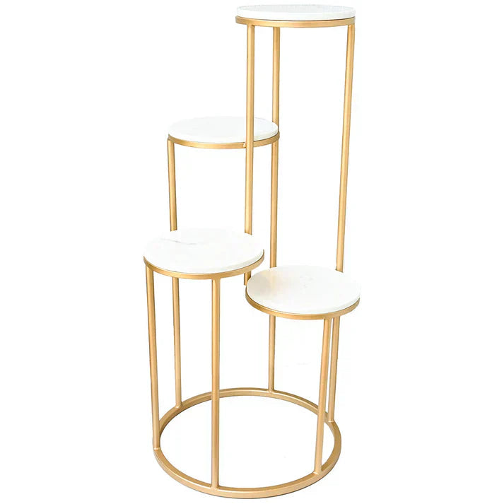Metal Planter Stand With White Marble At Top