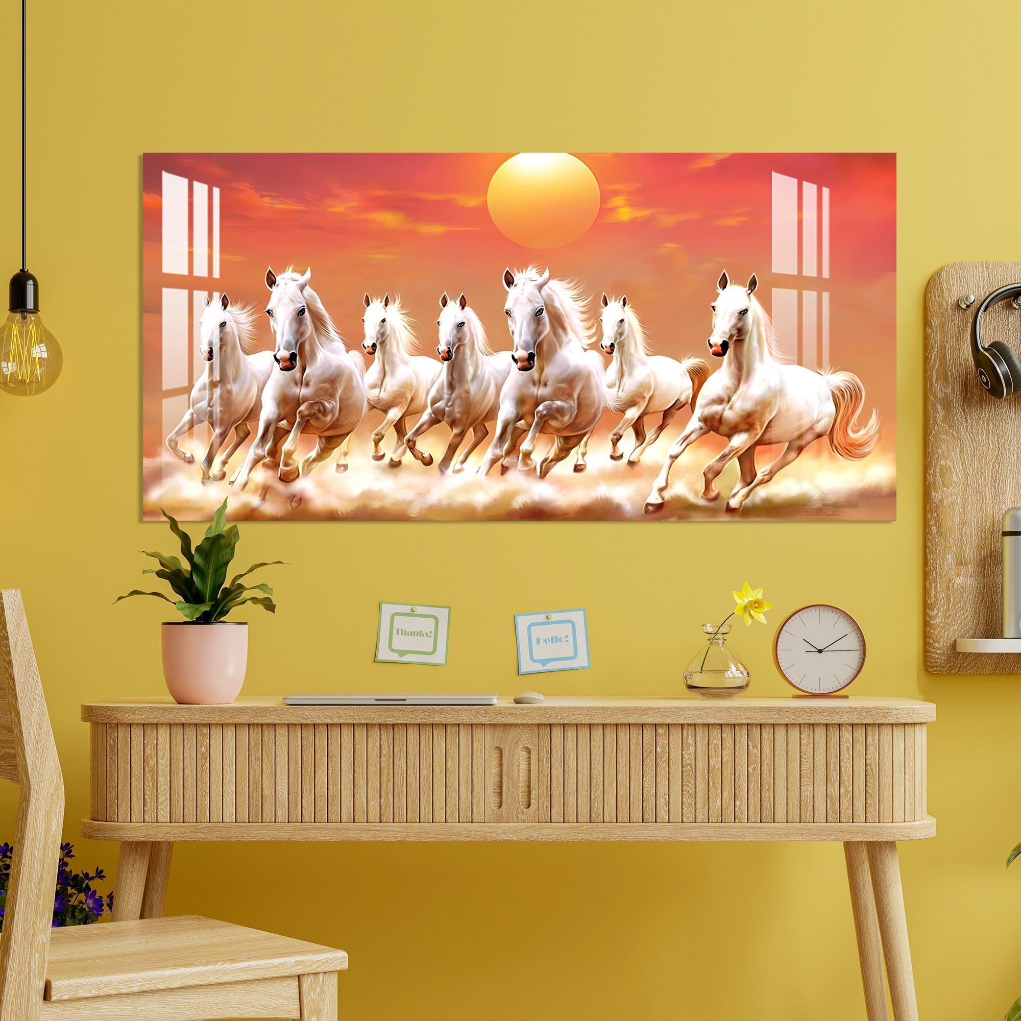 Horse Acrylic Wall Painting for Farmhouse Living Room – Rustic Art