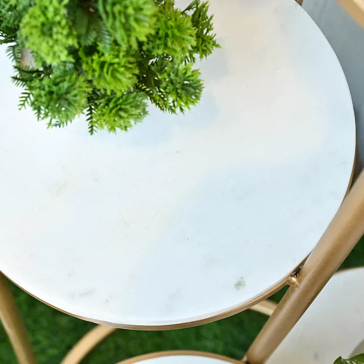 Metal Planter Stand With White Marble At Top