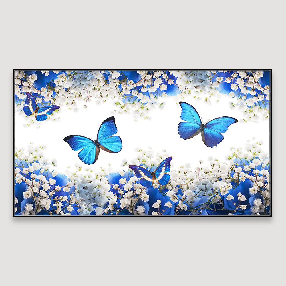 Butterflies in Garden Scenery Canvas  Wall Hanging