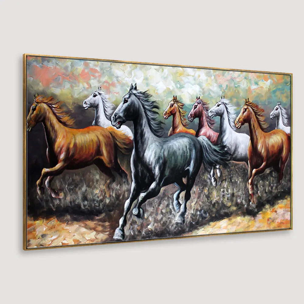 Legunt Furniture Big Panoramic Running Horses Abstract Design Canvas
