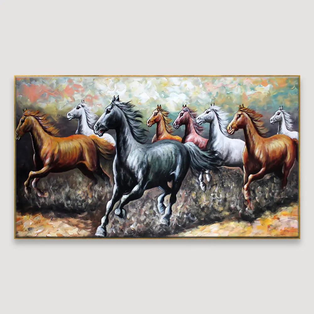 Legunt Furniture Big Panoramic Running Horses Abstract Design Canvas
