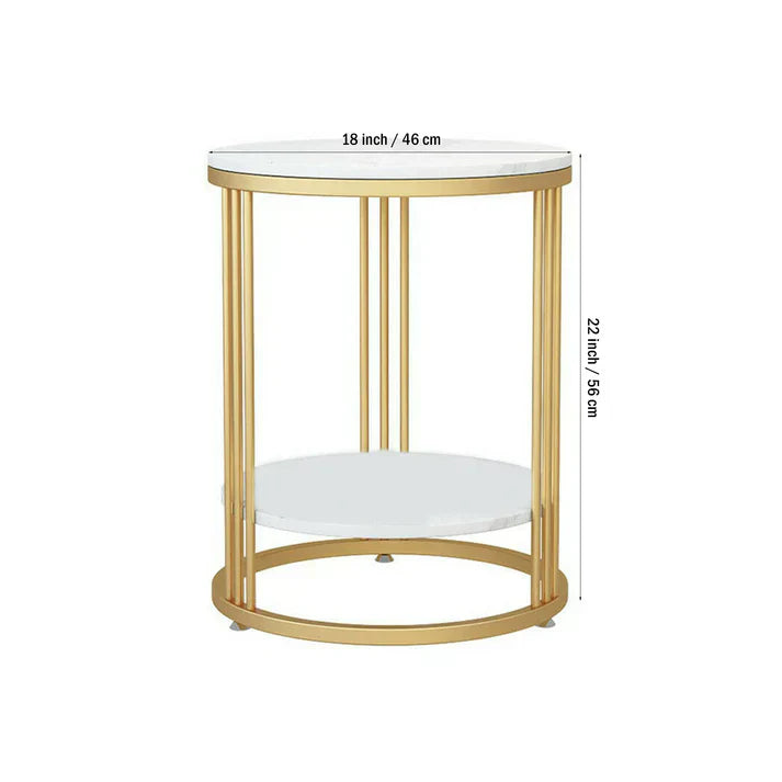 Premium Iron Stand Two Layer Marble Side Table