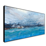 Blue Lagoon Abstract Contemporary Framed Wall Art