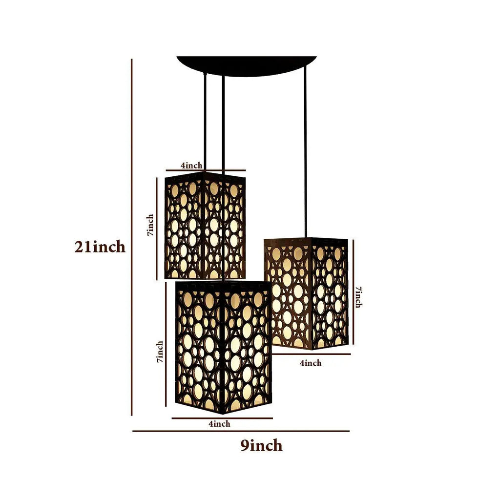 Round Pattern Wooden Modern Lamp Hanging Ceiling Light For Home Decoration Living Room