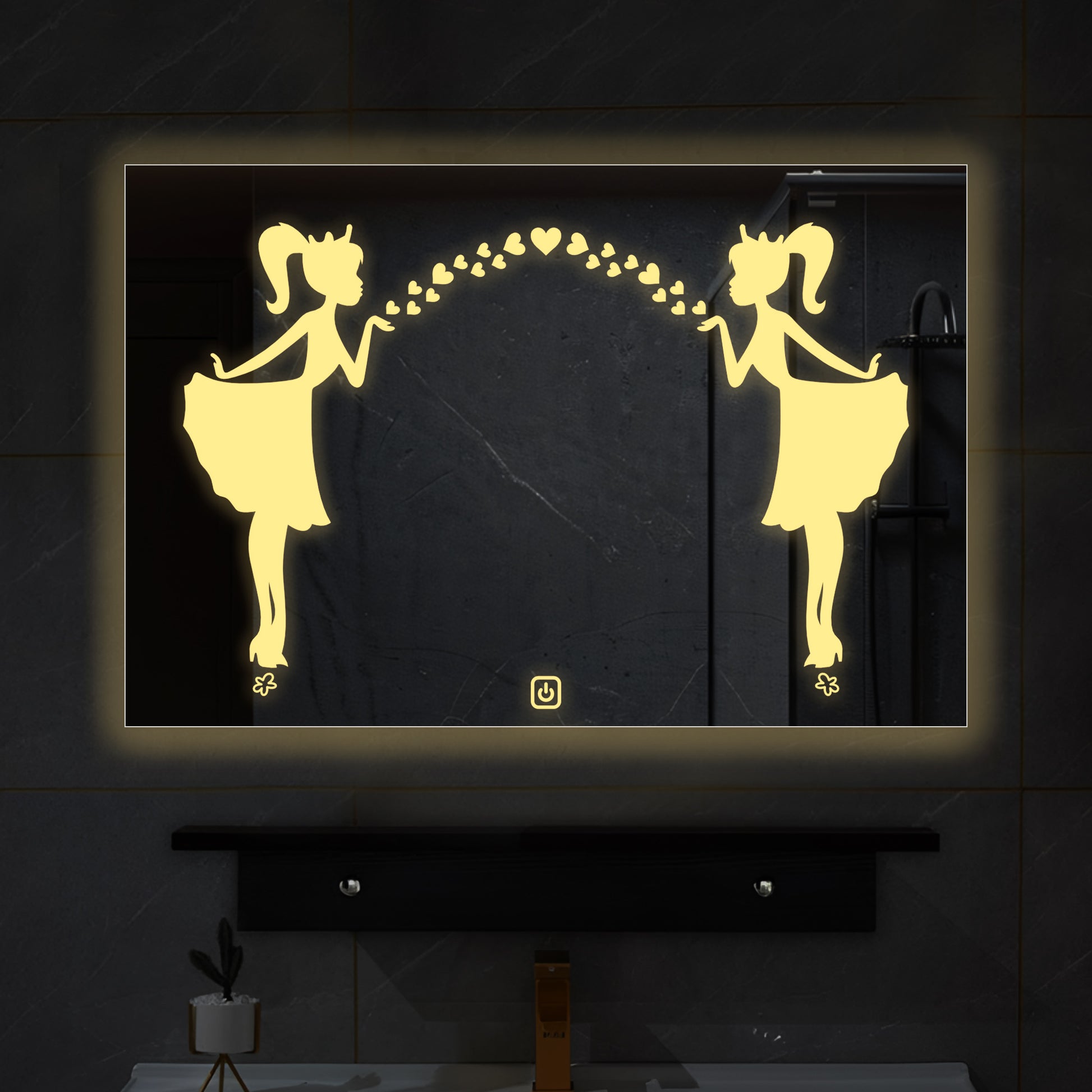 Minimalistic Designer Pattern Led Bathroom Wall Mirror