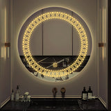 Artistic Pattern Design Art Led Rounded Shape Bathroom Wall Mirror